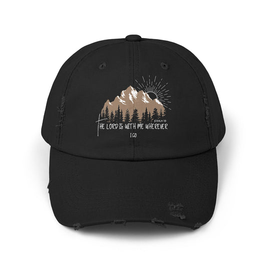 Faith-Inspired Distressed Cap for Adventurers | Vintage Style, Outdoor Gear, Gift for Nature Lovers