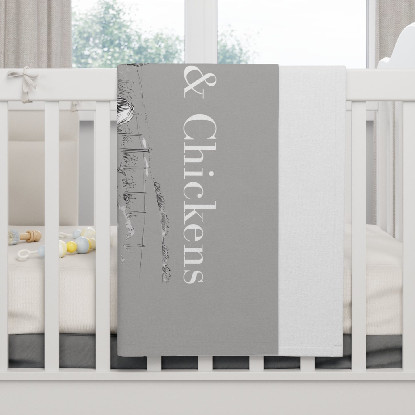 Whimsical Children & Chickens Fleece Baby Blanket - Cozy Throw for Nursery, Baby Shower Gift, Farmhouse Decor, Kids Room