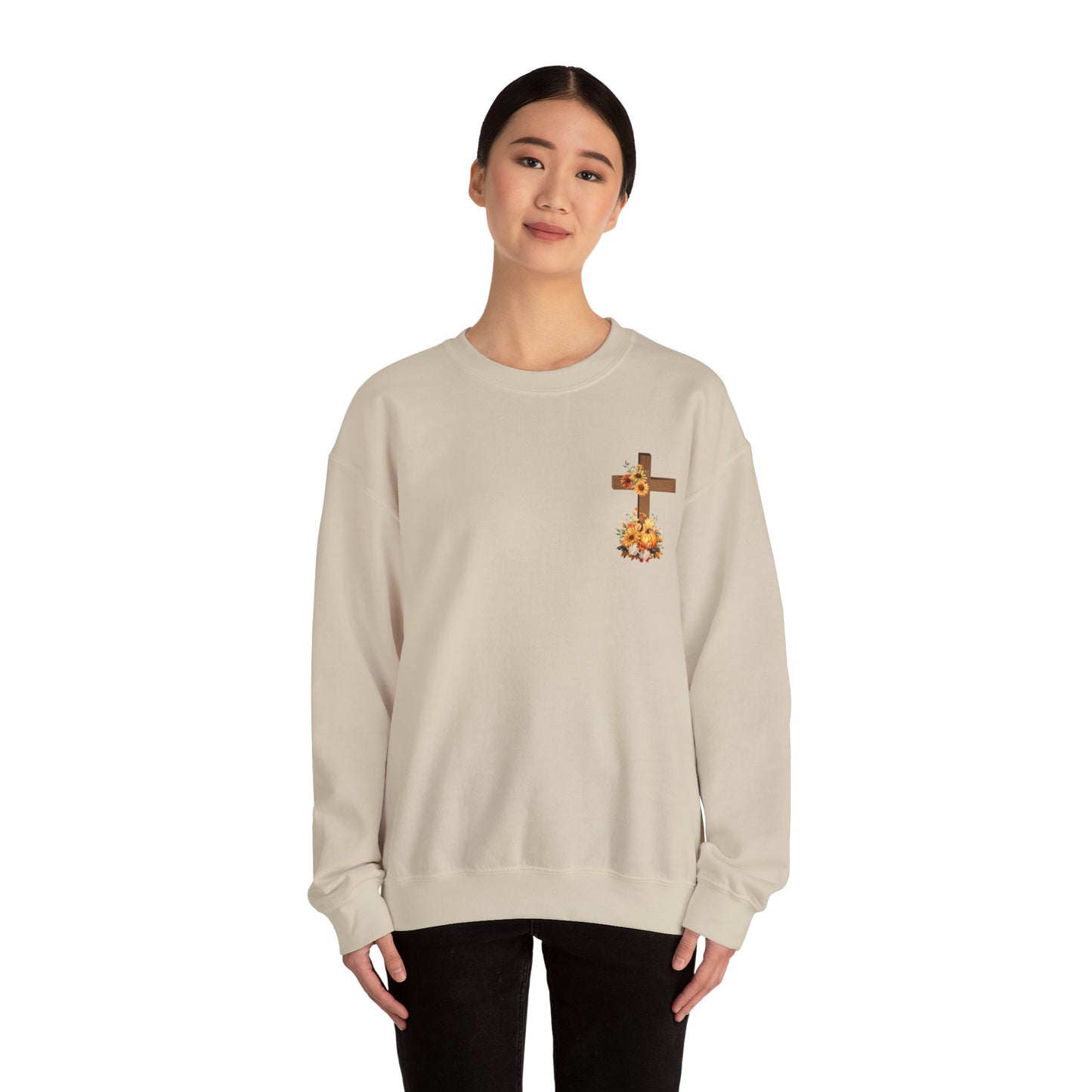 Faith-Inspired Floral Sweatshirt, Cozy Cross Crewneck, Christian Gifts, Fall Fashion, Religious Apparel, Inspirational Wardrobe