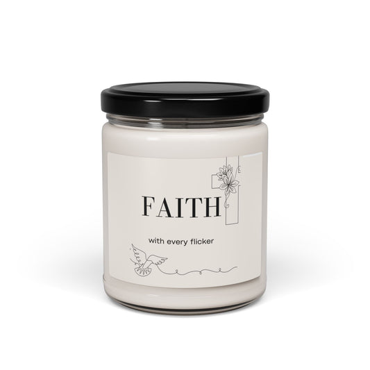 Faith With Every Flicker. Scented Soy Candle, 9oz