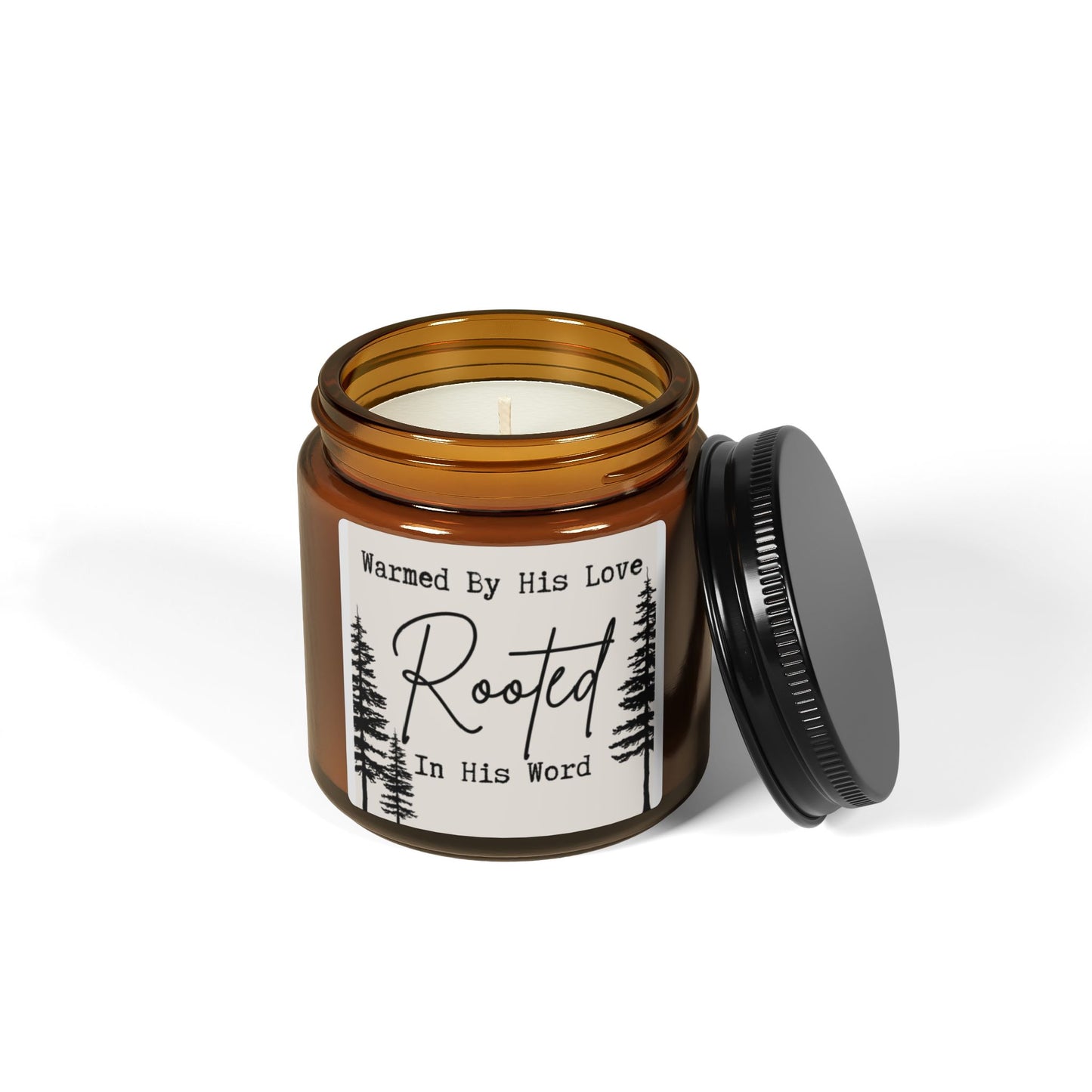 Rooted In His Word Scented Soy Candle (Multi-Size, Amber Jar)